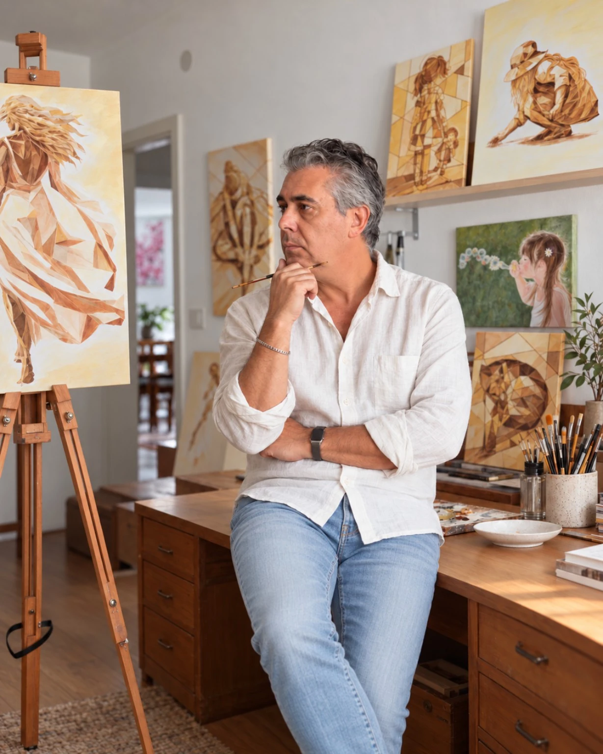 Enrico Biatel nel proprio spazio creativo